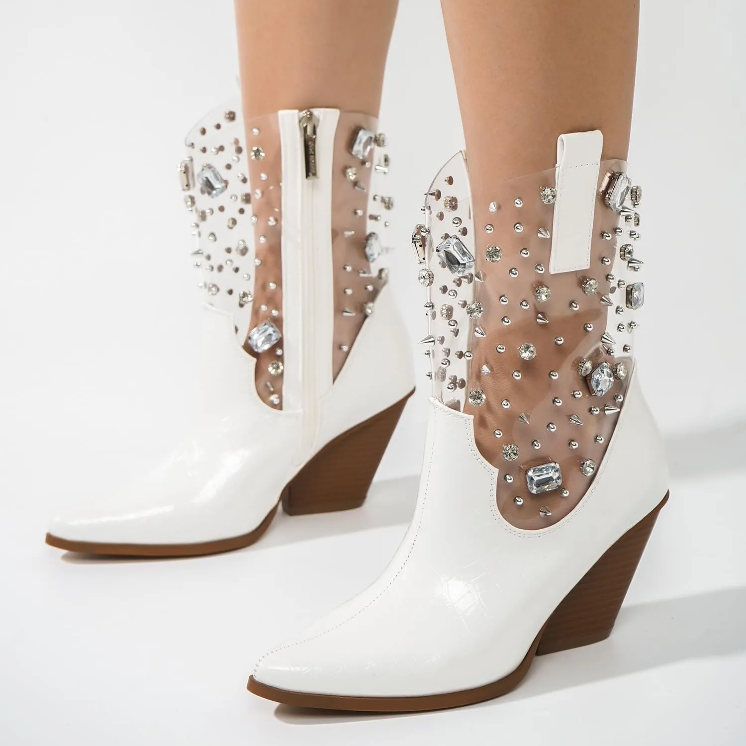 Chriena Rhinestone & Gem Western Croc Boots (Chriena)