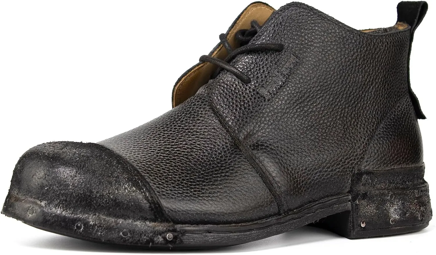 Chukka Boots Mens, Casual Leather Motorcycle Combat Boots,Dress Lace-Up Ankle Shoe, Fashion Cap Toe Boots for Men,6026-1