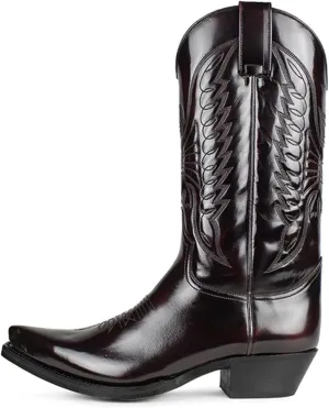 CHUUMEE Men's Fashion Pointed Toe High Heel Embroidered Durable Western Work Cowboy Boots (Dark Brown,8,8)