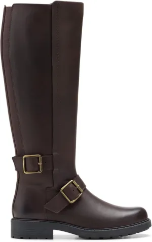 Clarks Women's Orinoco2 Tall Fashion Boots, Dark Brown Lea, 40.5 EU