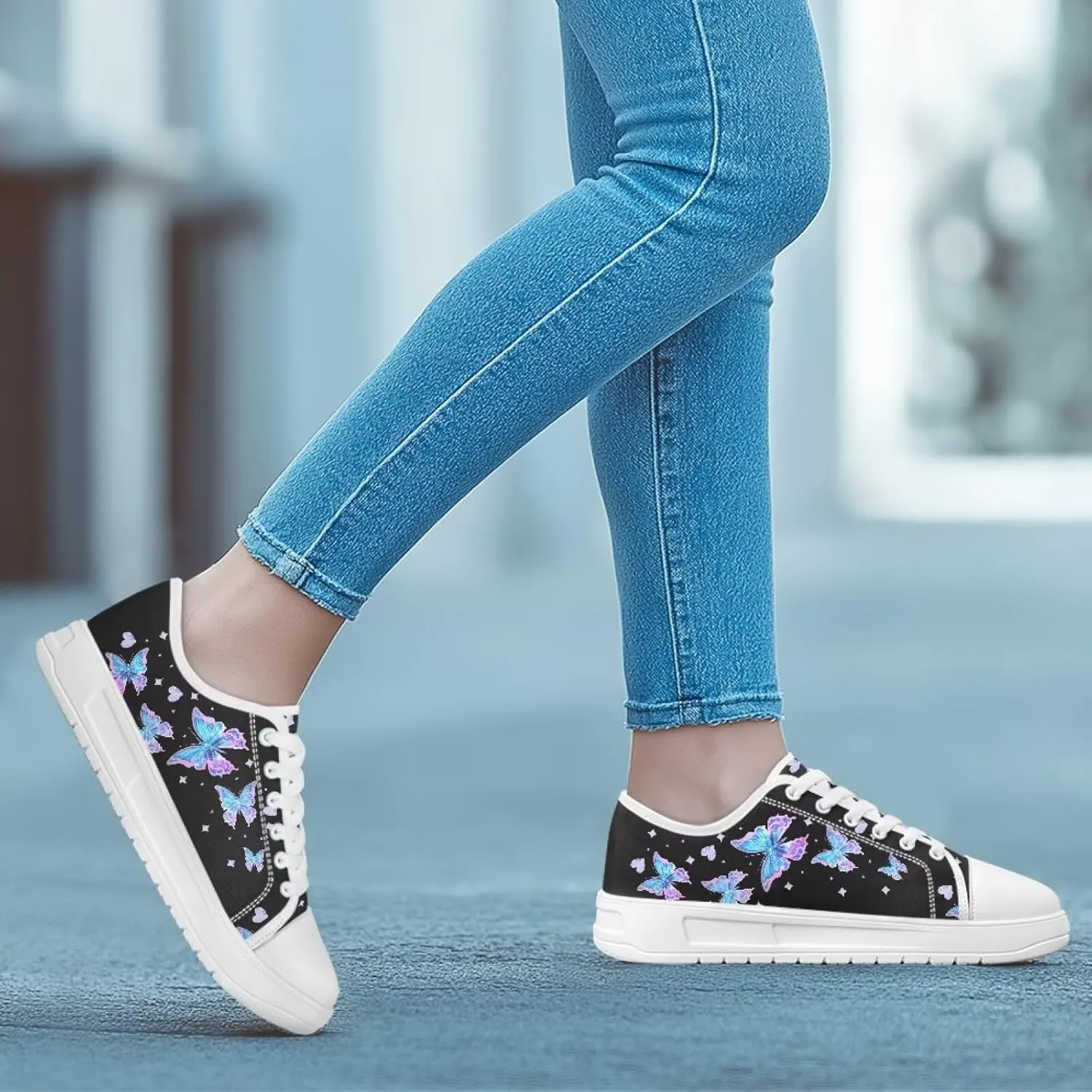 Classic Fashion Sneakers Canvas Shoes for Women Lace Up Low Top Canvas Casual Sneakers Lightweight Breathable Wide Toe Shoes