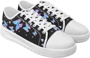 Classic Fashion Sneakers Canvas Shoes for Women Lace Up Low Top Canvas Casual Sneakers Lightweight Breathable Wide Toe Shoes