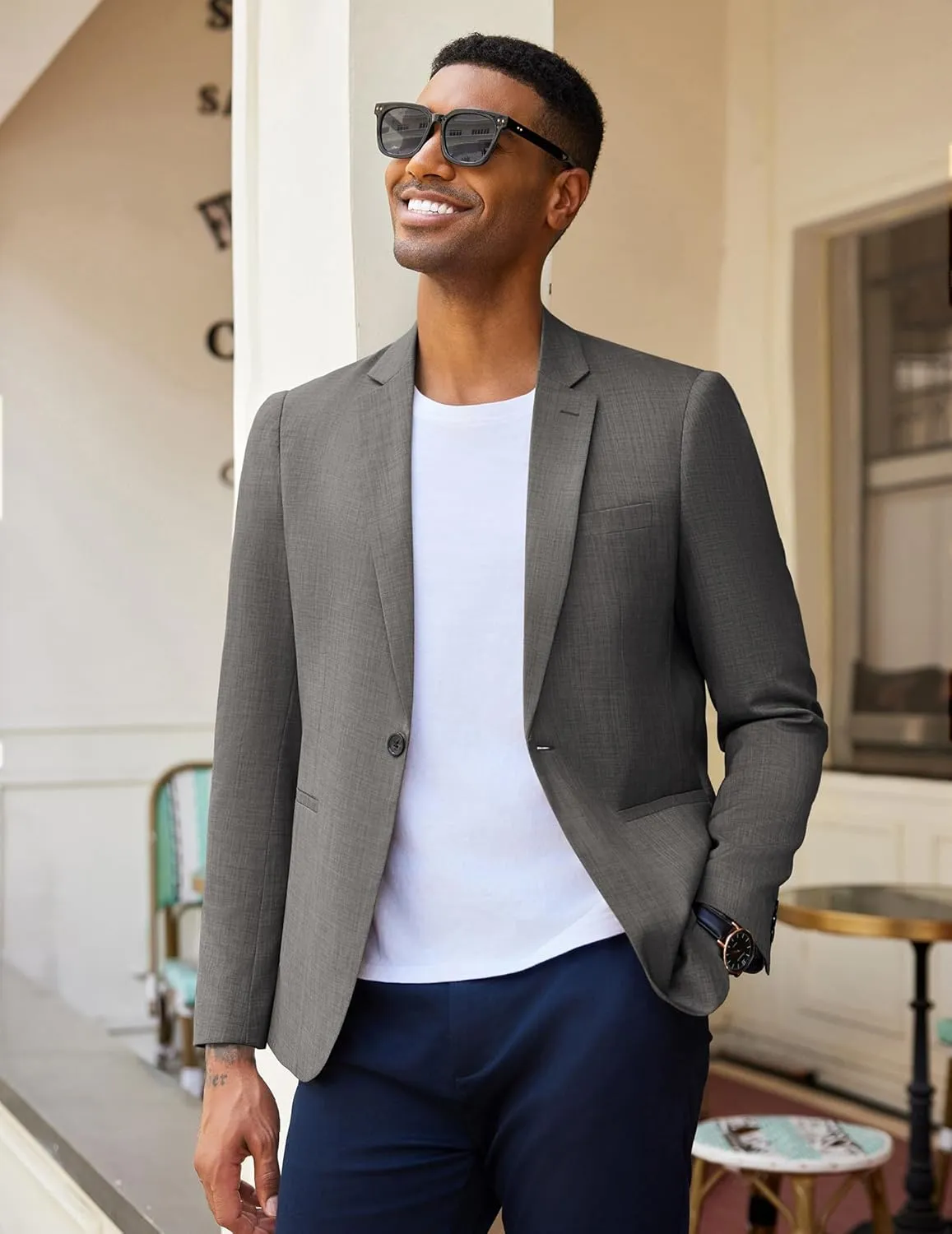 COOFANDY Men's Casual Blazer Sport Coats Dress One Button Lightweight Summer Suit Jacket Business Blazer Jacket