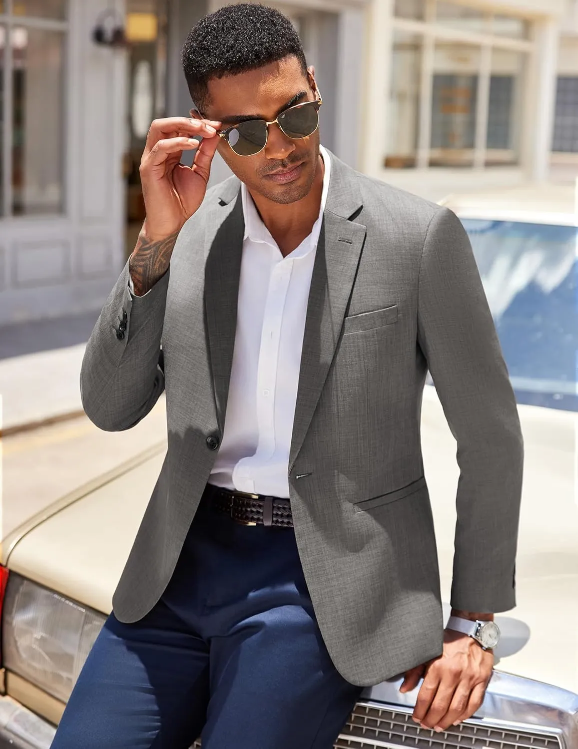 COOFANDY Men's Casual Blazer Sport Coats Dress One Button Lightweight Summer Suit Jacket Business Blazer Jacket