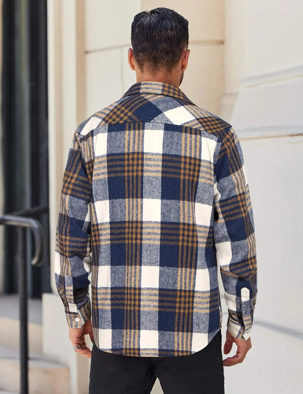 COOFANDY Mens Flannel Shirt Long Sleeve Lightweight Plaid Shirt Casual Button Down Shirts Jacket