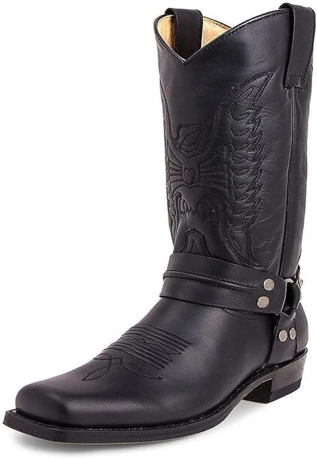 Cowboy Boots For Men Classic Durable Square Toe Steel Toe Toe Embroidered Western Rodeo Mid-Calf Boots Men's Fashion Men's Boots Men's Shoes