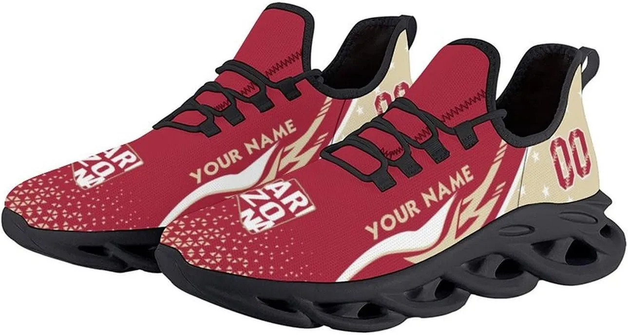 Custom Baseball Sneakers City Sports Slip-on Shoes Personalized Name Number, Gifts for Baseball Fans Men Women
