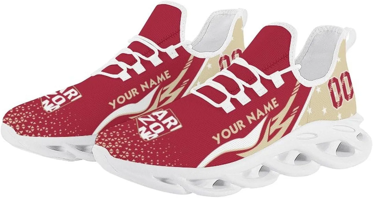 Custom Baseball Sneakers City Sports Slip-on Shoes Personalized Name Number, Gifts for Baseball Fans Men Women