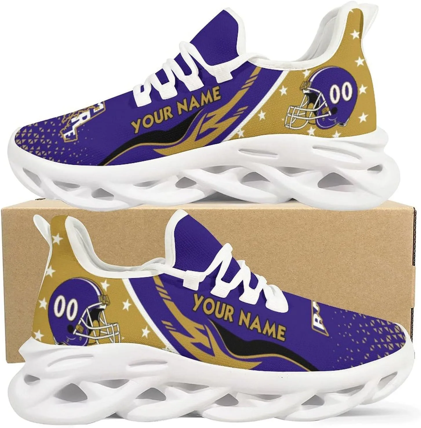 Custom Football Sneakers City Sports Slip-on Shoes Personalized Name Number, Gifts for Football Fans Men Women