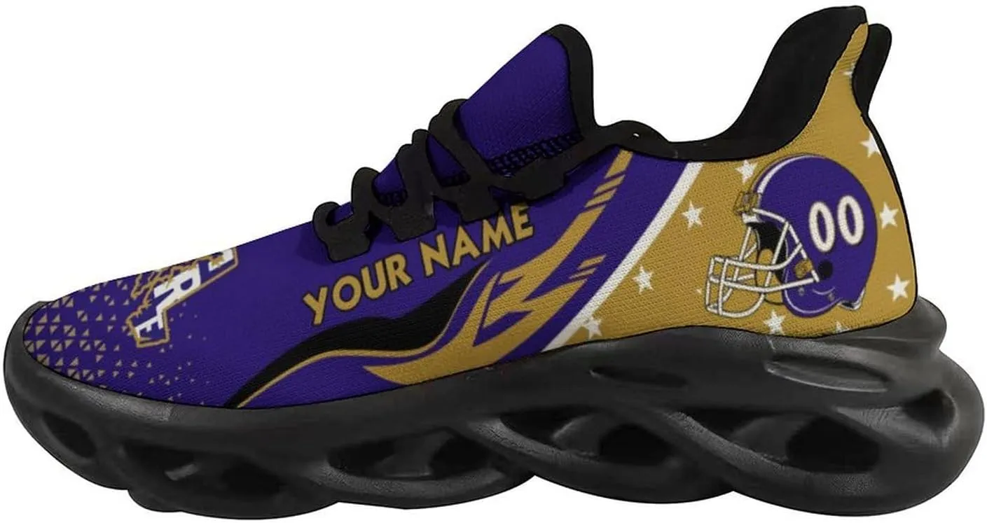 Custom Football Sneakers City Sports Slip-on Shoes Personalized Name Number, Gifts for Football Fans Men Women