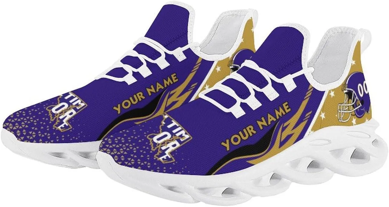 Custom Football Sneakers City Sports Slip-on Shoes Personalized Name Number, Gifts for Football Fans Men Women