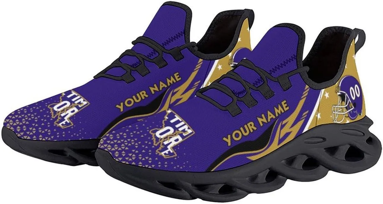 Custom Football Sneakers City Sports Slip-on Shoes Personalized Name Number, Gifts for Football Fans Men Women