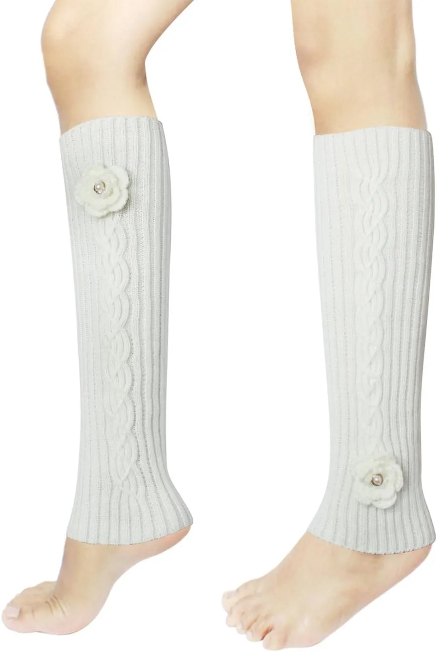 Dahlia Women's Leg Warmers & Boot Cuffs - Synthetic Wool, Cable Knit