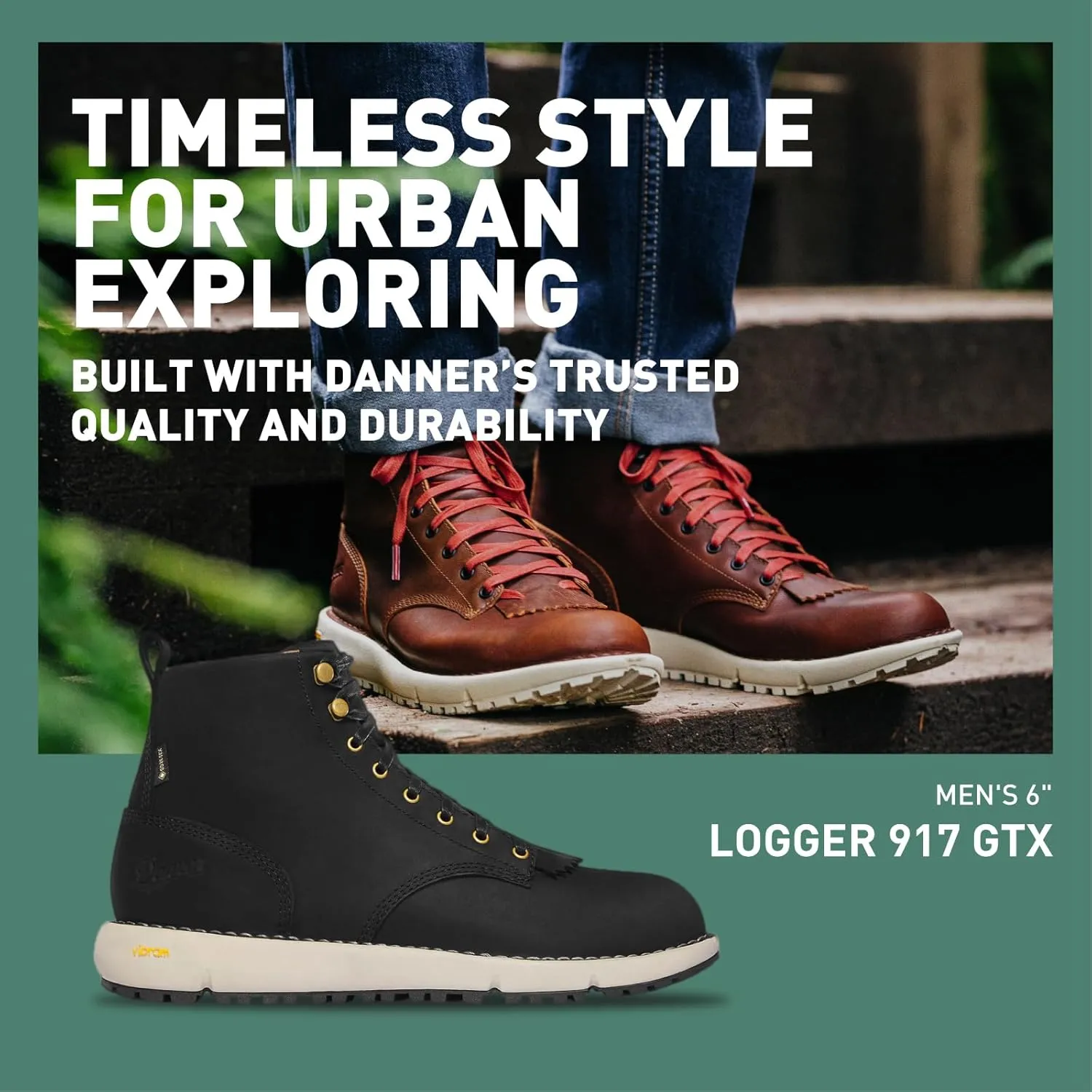 Danner Logger 917 6" Waterproof Hiking Boots for Men - Full-Grain Leather with Breathable Gore-Tex, Vibram SPE Midsole, and 917 Traction Outsole