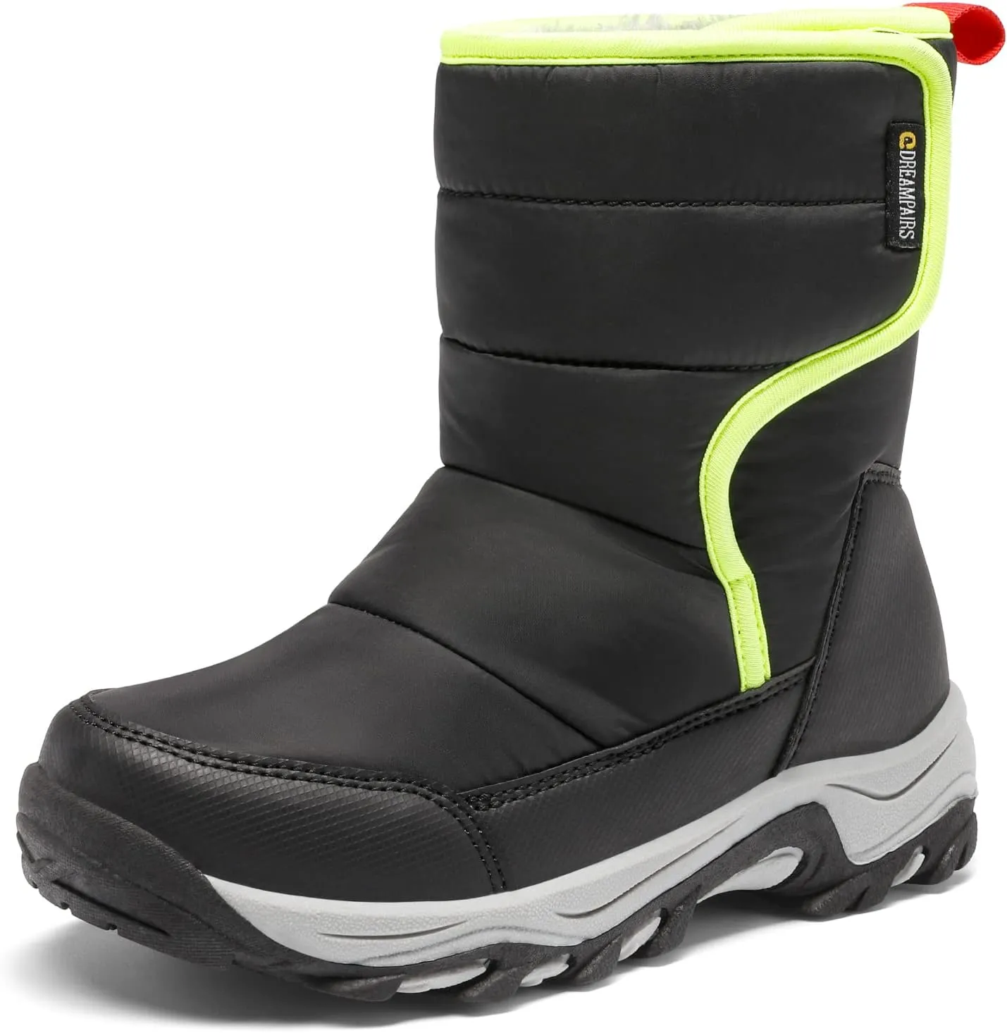 DREAM PAIRS Boys Girls Snow Boots Waterproof Hook and Loop Mid Calf Faux Fur Lining Winter Shoes for Little/Big Kids