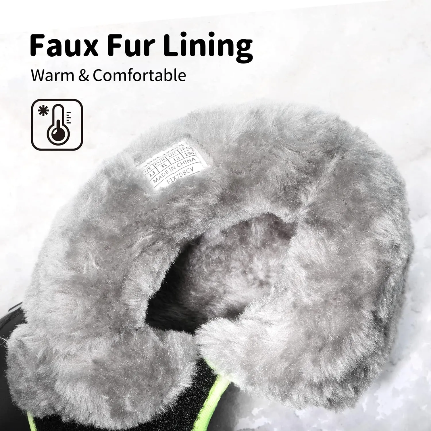 DREAM PAIRS Boys Girls Snow Boots Waterproof Hook and Loop Mid Calf Faux Fur Lining Winter Shoes for Little/Big Kids