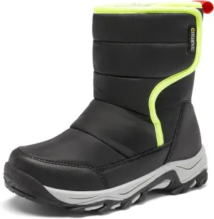 DREAM PAIRS Boys Girls Snow Boots Waterproof Hook and Loop Mid Calf Faux Fur Lining Winter Shoes for Little/Big Kids