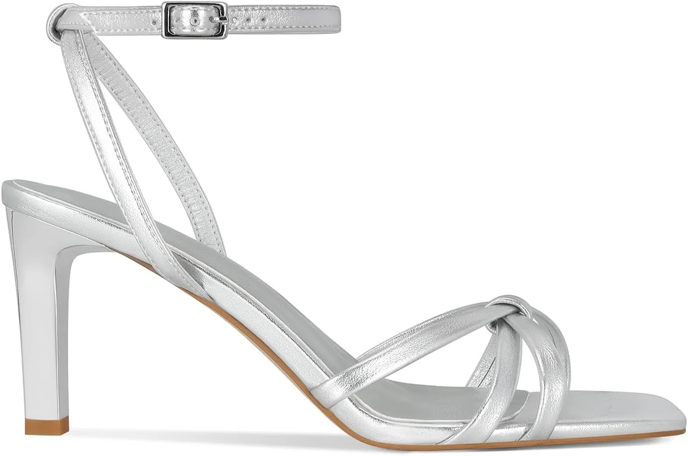 Dsevht Gold Heels for Women Dressy Gold Strappy Bow Heeled Sandals Square Open Toe High Heels Sexy Metallic Dress Shoes for Wedding