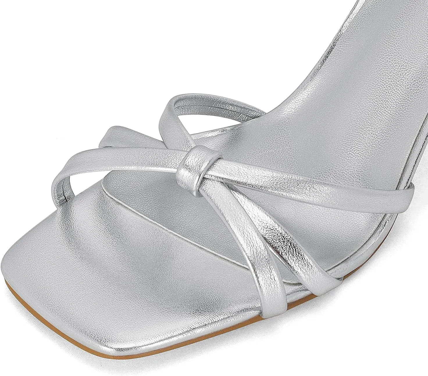 Dsevht Gold Heels for Women Dressy Gold Strappy Bow Heeled Sandals Square Open Toe High Heels Sexy Metallic Dress Shoes for Wedding