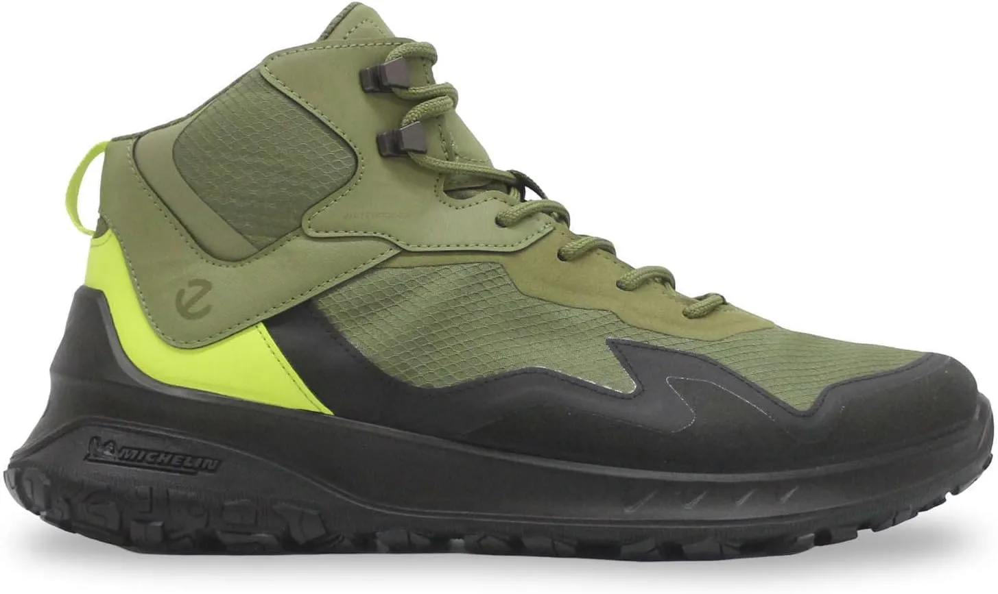 ECCO Mens ULT-TRN Textile Synthetic Black Acorn Lime Punch Boots 13-13.5 US