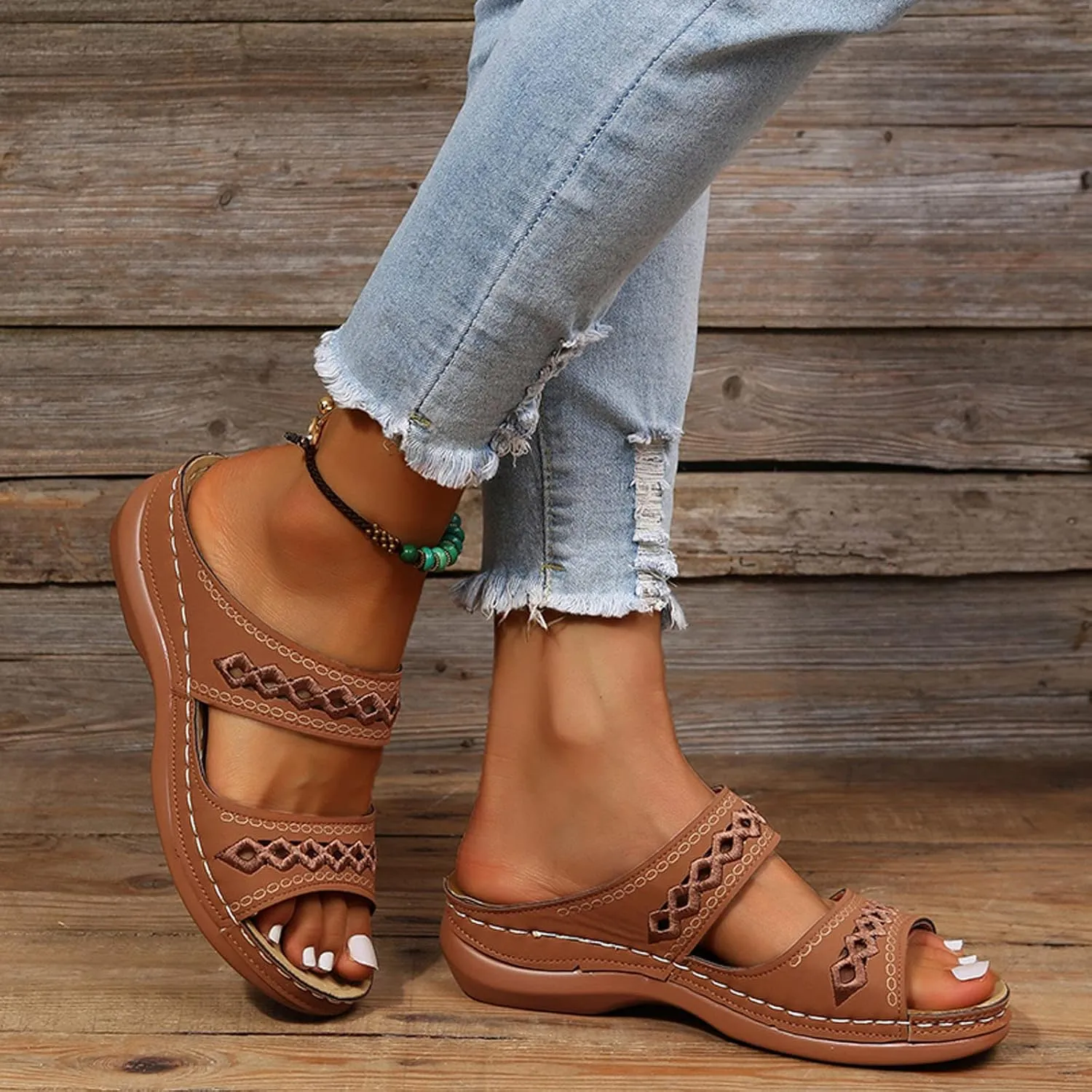 Eduavar Sandals for Women Dressy Summer, Orthopedic Sandals for Women Casual Open Toe Sandals Slippers Summer Beach Sandals