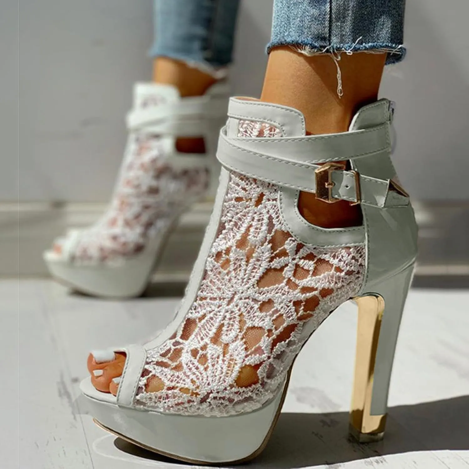 Eduavar Sandals for Women Dressy Summer, Wedge Sandals for Women Chunky Heel Sandals Open Toe Hollow Out Ankle Strap Sandals