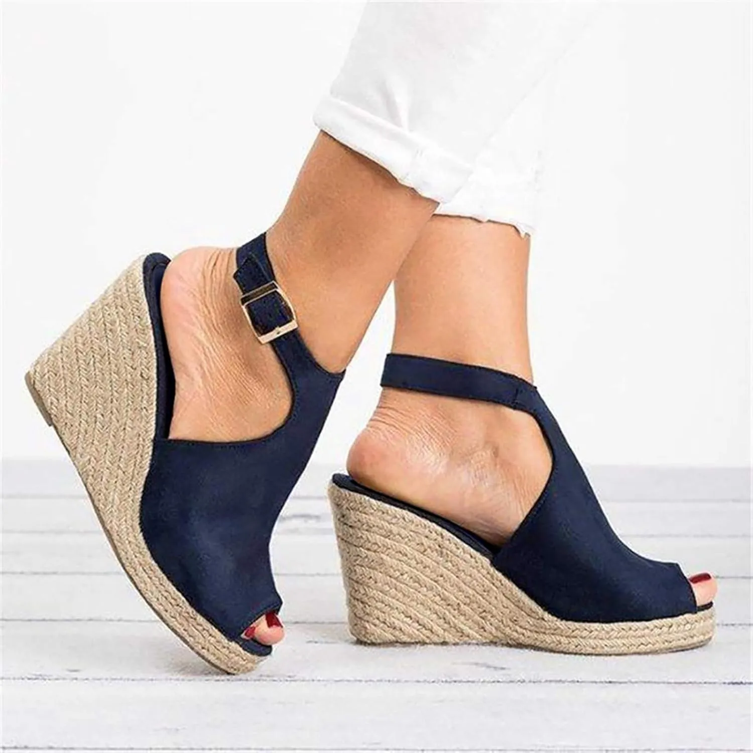Eduavar Wedge Sandals for Women, Sandals Women Retro Roman Sandals Summer Breathable Sandals Outdoor Flip Flops