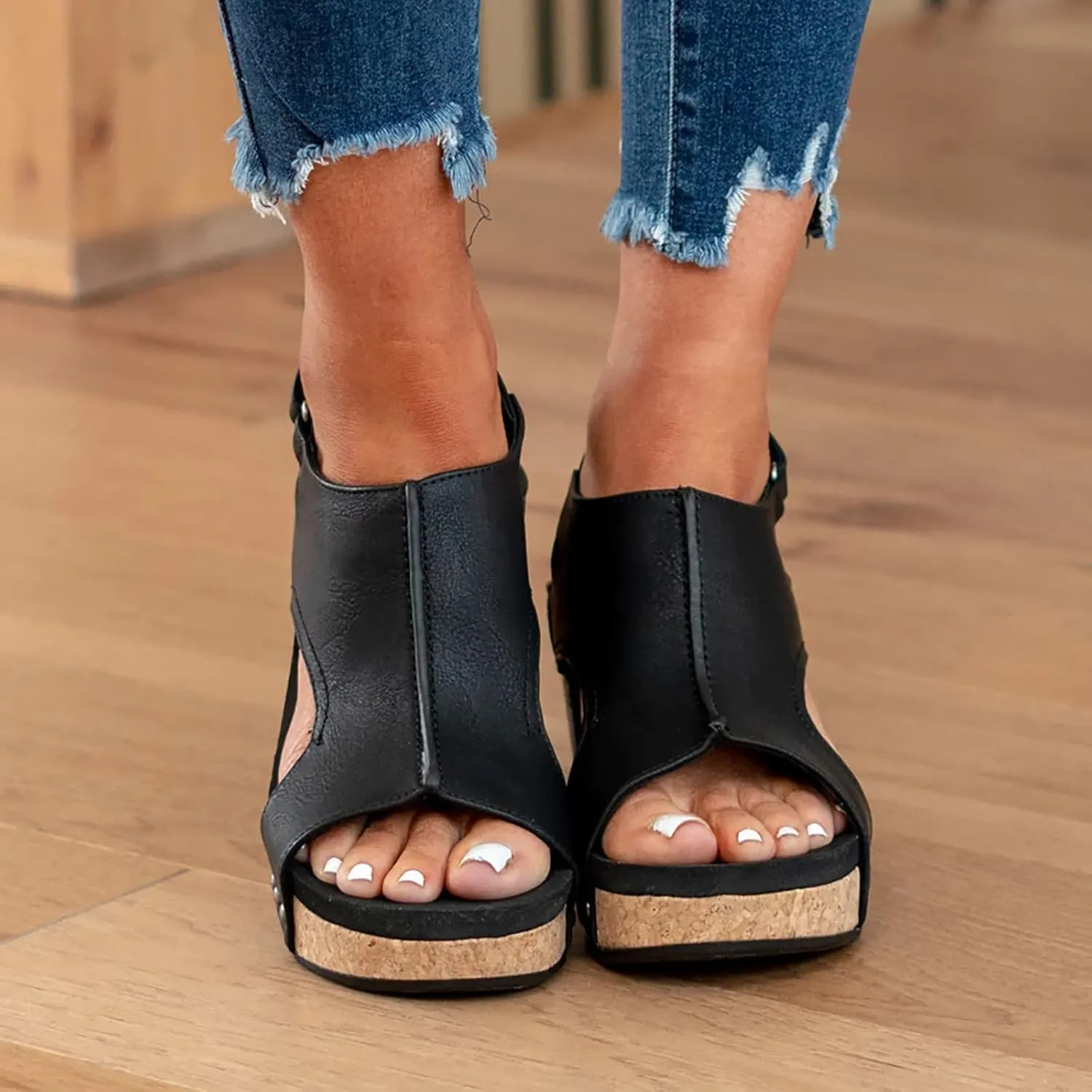 Eduavar Womens Sandals, Womens Sandals Casual Summer High Platform Sandals Espadrille Ankle Strap Sandals
