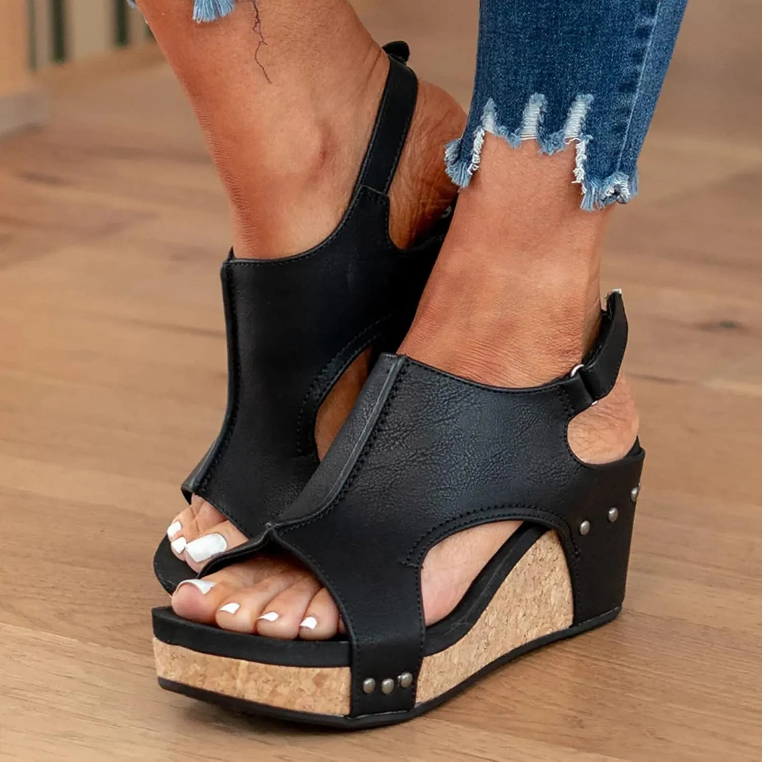 Eduavar Womens Sandals, Womens Sandals Casual Summer High Platform Sandals Espadrille Ankle Strap Sandals