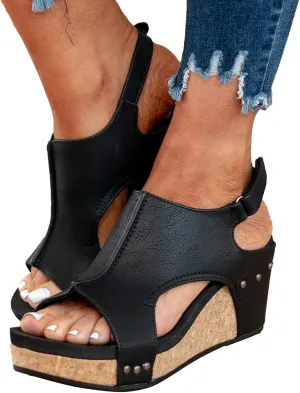 Eduavar Womens Sandals, Womens Sandals Casual Summer High Platform Sandals Espadrille Ankle Strap Sandals