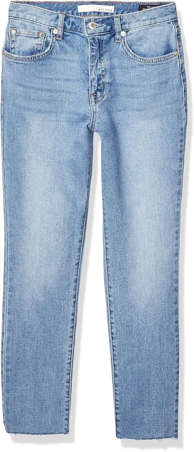 Ella Moss Women's High Rise Slim Straight Ankle Jean, Luna-Razor Hem, 32