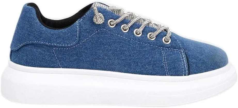 ENA Rhinestone Embellished Denim Sneakers