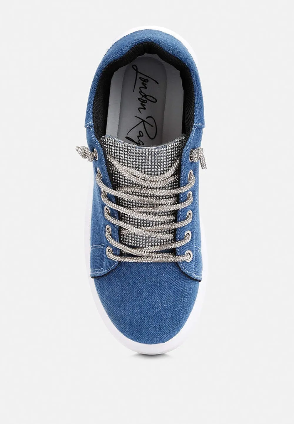 ENA Rhinestone Embellished Denim Sneakers