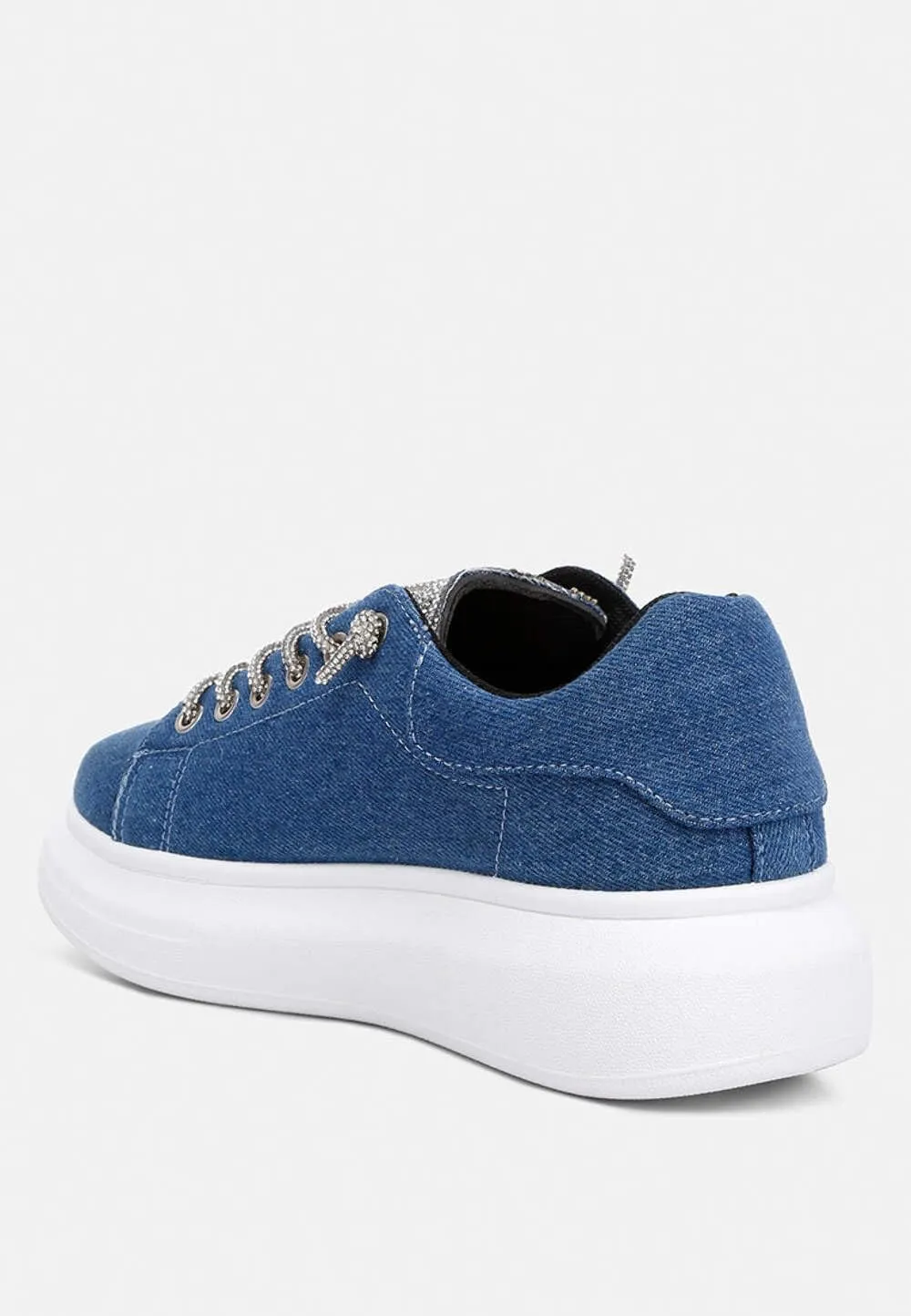 ENA Rhinestone Embellished Denim Sneakers