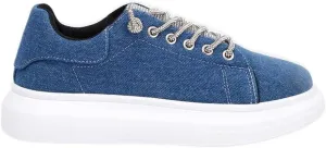 ENA Rhinestone Embellished Denim Sneakers