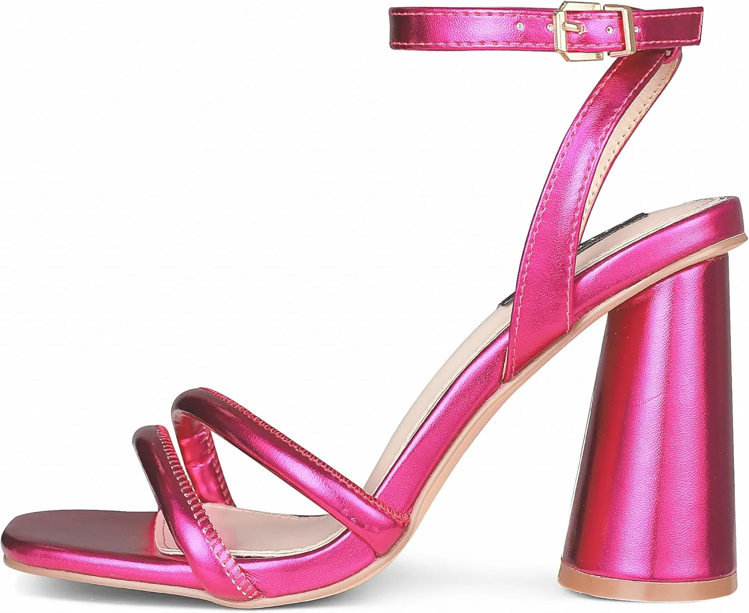 Erocalli Gold Heels Strappy Sandals Square Open Toe Ankle Strap High Heel Sandals Comfort Dress Party Wedding Shoes