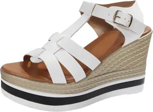 Espadrilles Platform Sandals for Womens 2025 Orthopedic Open Toe T-Strap Hollow Out Strappy Sandal Summer Arch Support Mid Wedge Heel Shoes Ladies Cushion Footbed Non-Slip Shoe for Outdoor Indoor