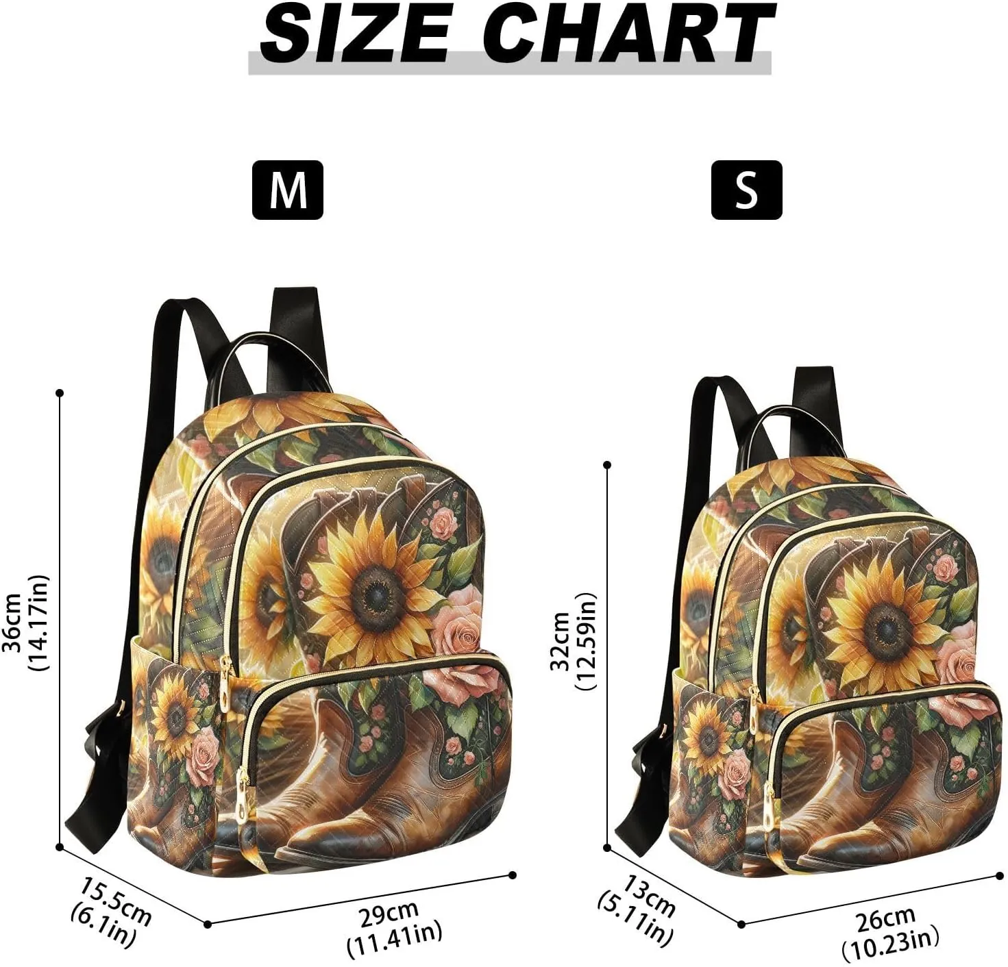 Exnundod Backpack Purse for Women Country Boots with Sunflowers, Mini Fashion Backpack Watercolor Western Cowboy Lightweight Casual Daypack Shoulder Bag Travel Backpack, S