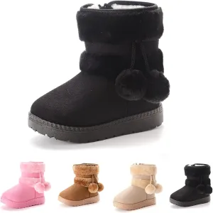 Fashion Winter Bowknot Platform Boots Kids Ankle Boots Toddler Kids Wool Lined Slippers Girls Boys Outdoor Warm Indoor Home Anti Slip Trendy Mini Boots