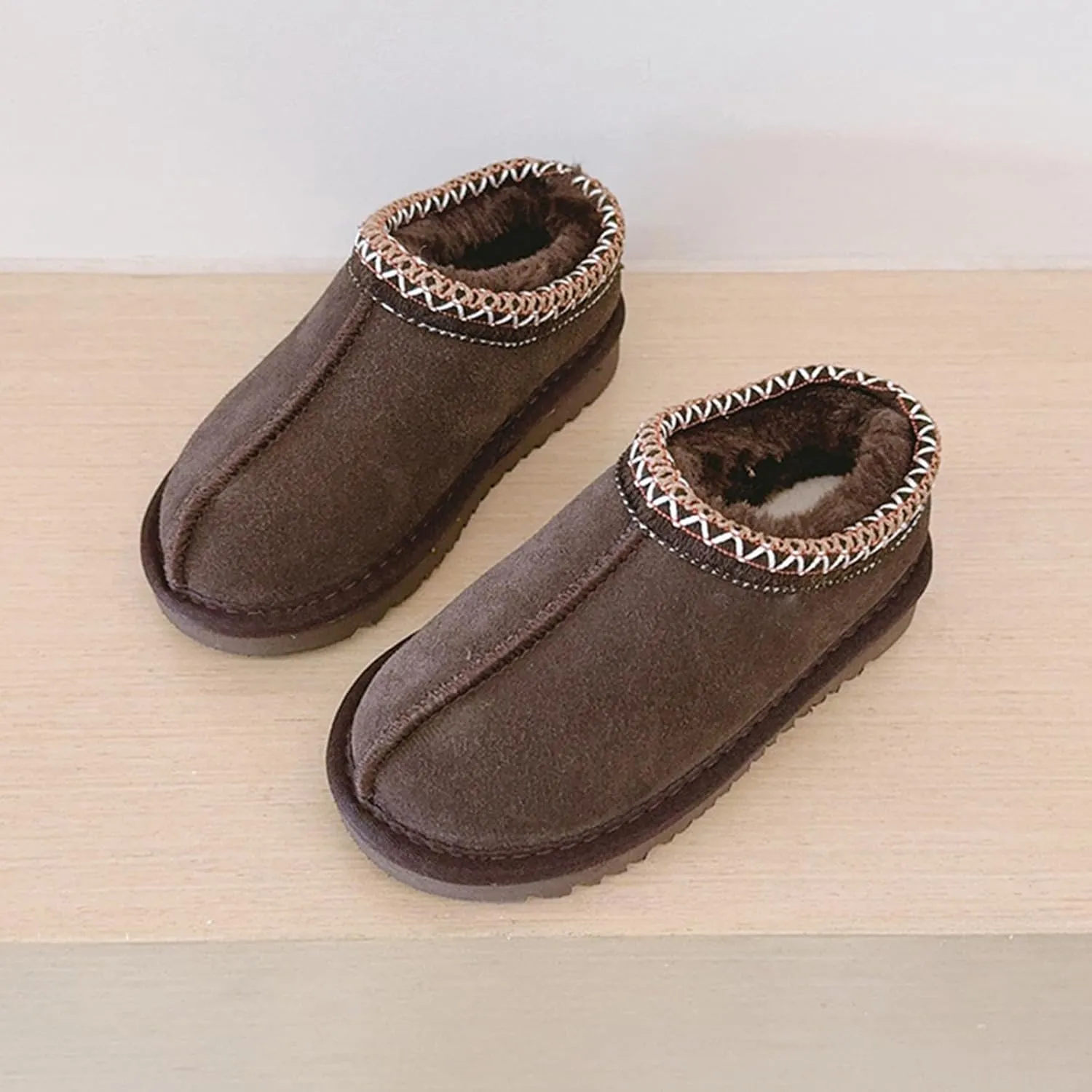 Fashion Winter Plush Platform Boots Little Kids Ankle Boots Toddler Kids Wool Lined Slippers Girls Boys Outdoor Warm Indoor Home Anti-slip Trendy Mini Boots