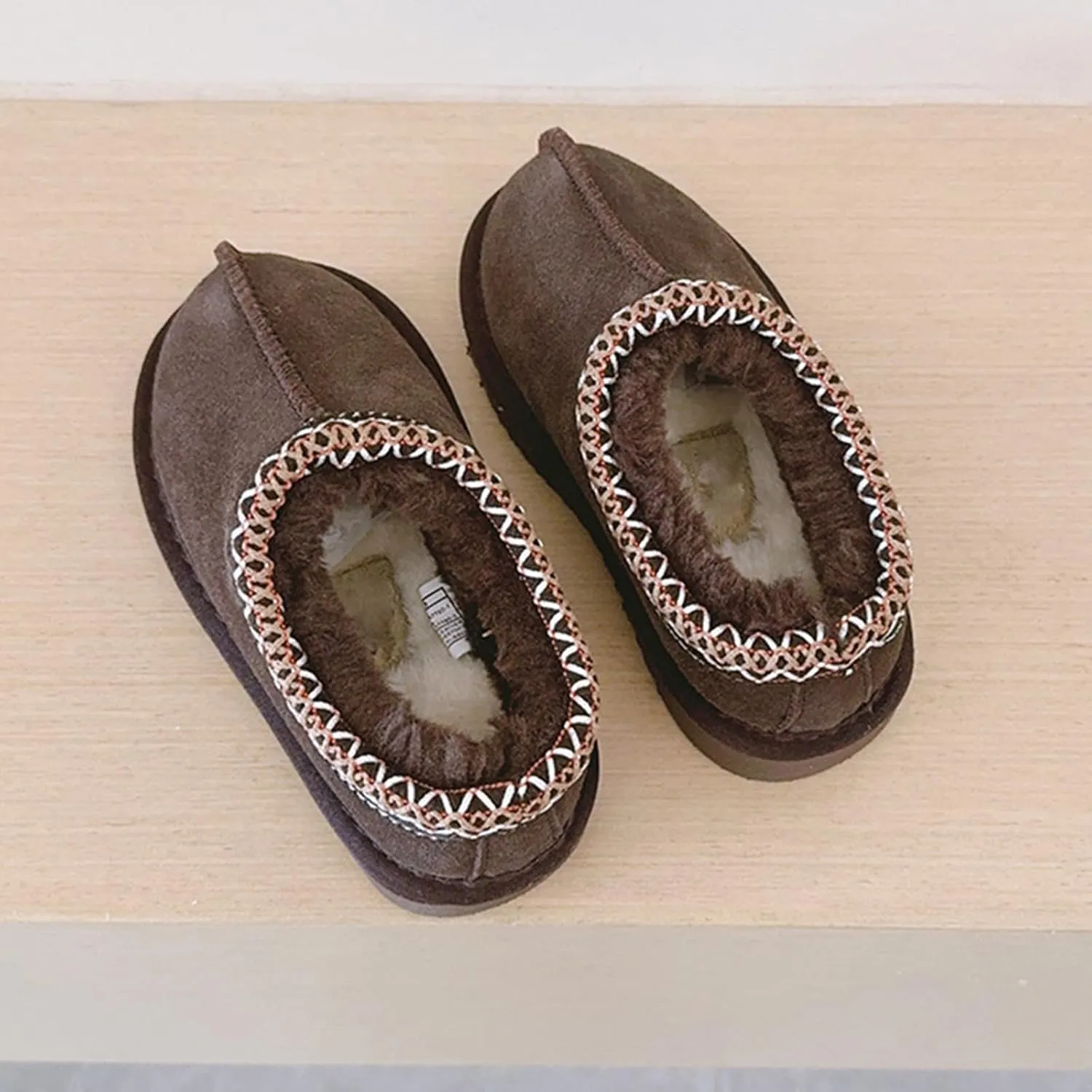 Fashion Winter Plush Platform Boots Little Kids Ankle Boots Toddler Kids Wool Lined Slippers Girls Boys Outdoor Warm Indoor Home Anti-slip Trendy Mini Boots