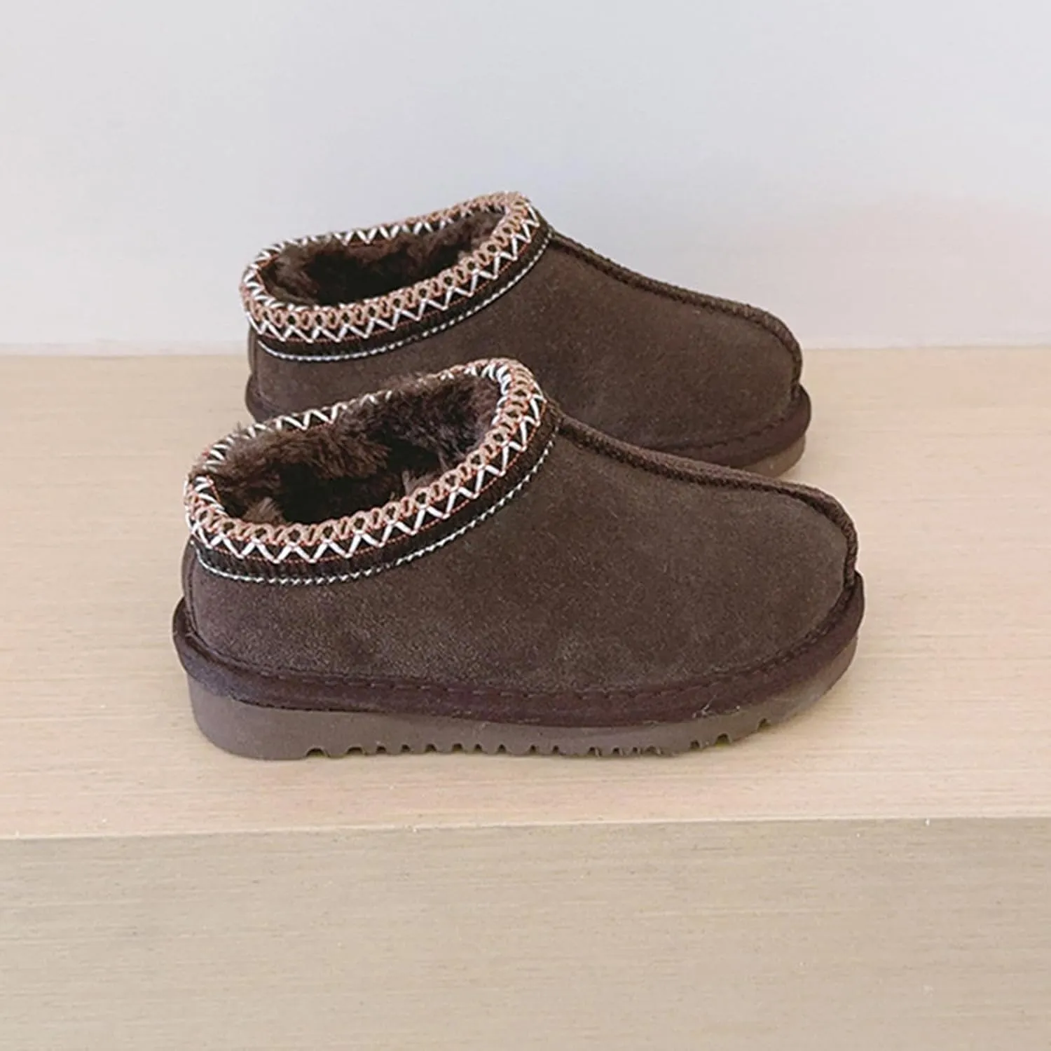 Fashion Winter Plush Platform Boots Little Kids Ankle Boots Toddler Kids Wool Lined Slippers Girls Boys Outdoor Warm Indoor Home Anti-slip Trendy Mini Boots