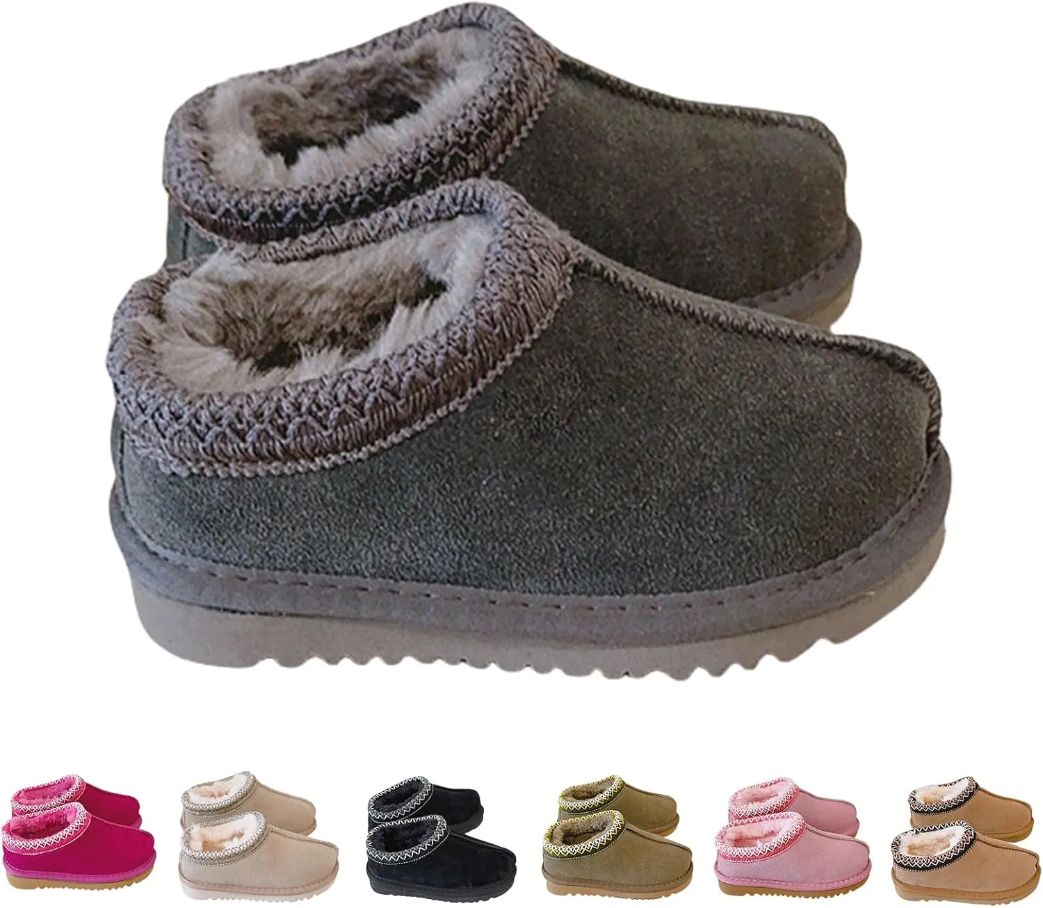 Fashion Winter Plush Platform Boots Little Kids Ankle Boots Toddler Kids Wool Lined Slippers Girls Boys Outdoor Warm Indoor Home Anti-slip Trendy Mini Boots