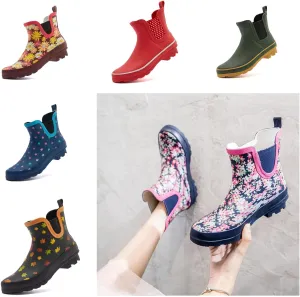 Fashionable and Durable Women's Waterproof rain Boots, Non-Slip Sole Garden Shoes, Kitchen Work Shoes Chef Shoes