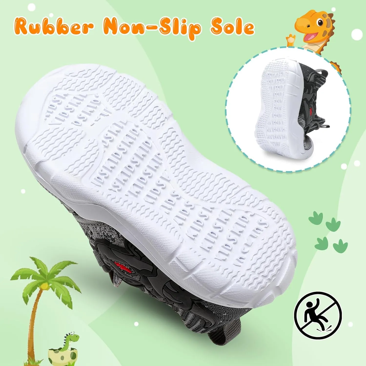 FEETCITY Toddler Shoes Boys Girls Walking Shoes Toddler Slip On Shoes Wide Kids Tennis Shoes Lightweight Toddler Dinosaur Shoes Baby Sneakers