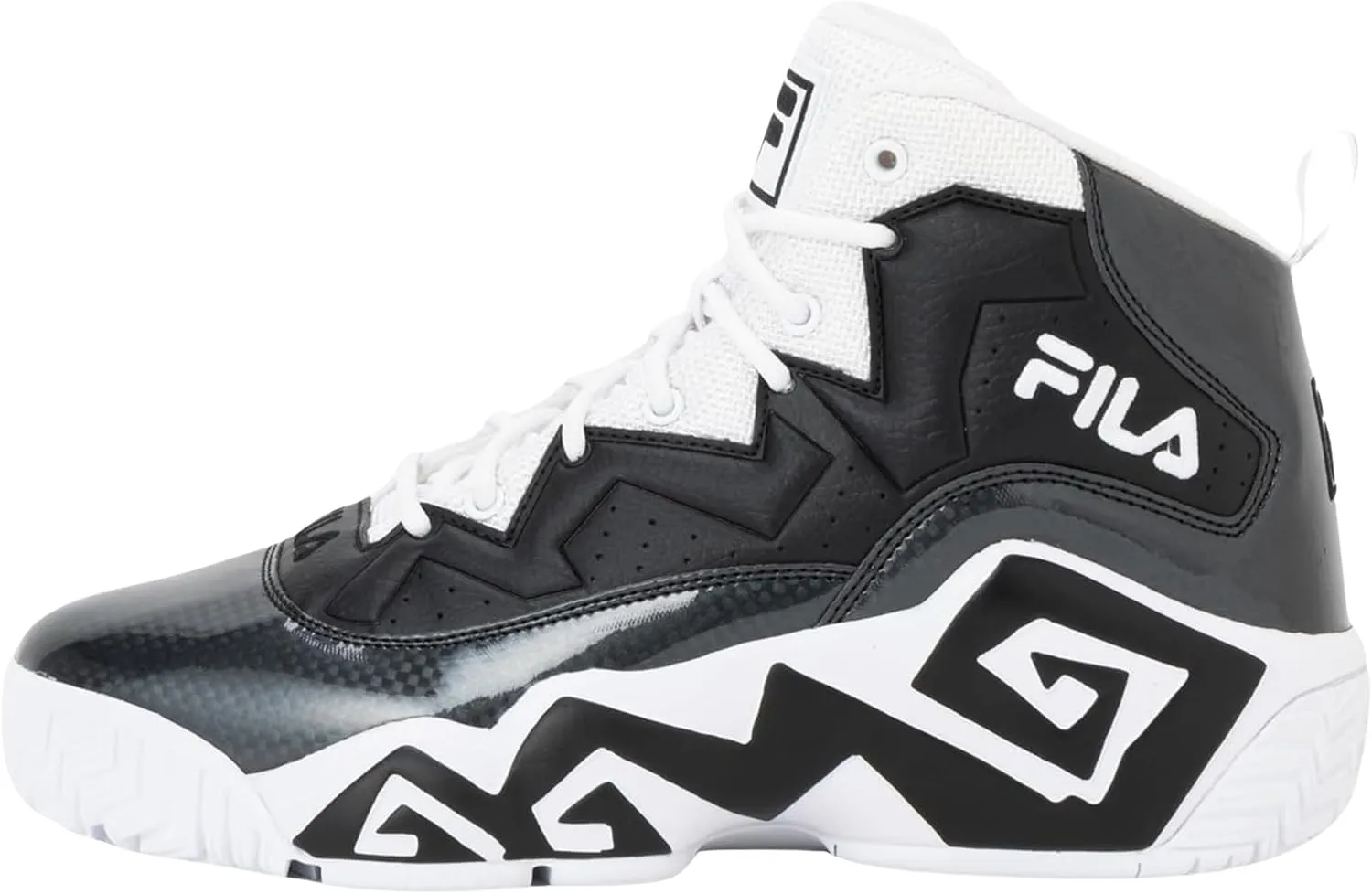Fila MB Engineering Men's Basketball Sneakers Shoes, High-Top Ankle Support, Chunky Sole (White/Black/White, US Footwear Size System, Adult, Men, Numeric, Medium, 11.5)