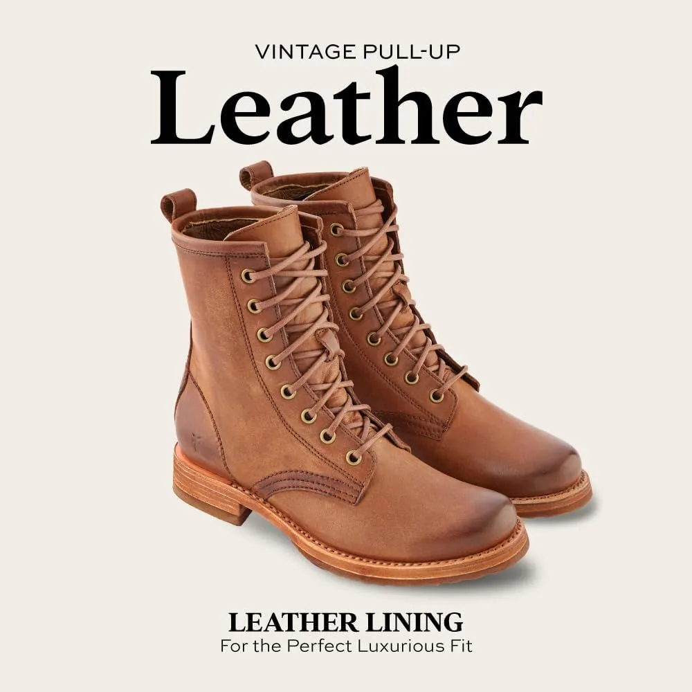 Frye Veronica Women’s Combat Boots Crafted from Hand-Burnished Vintage Italian Leather with Genuine Stitch-Down Welt Construction and Leather Lining – 6 ¾” Shaft Height