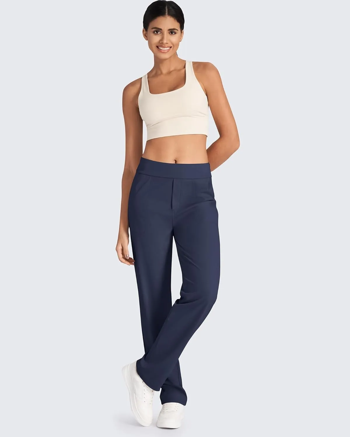 G4Free ShiftReady Yoga Pants Women High Waist Dress Work Pants with Pockets Wide Leg Business Casual Trousers 28"/30"/32"