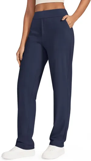 G4Free ShiftReady Yoga Pants Women High Waist Dress Work Pants with Pockets Wide Leg Business Casual Trousers 28"/30"/32"