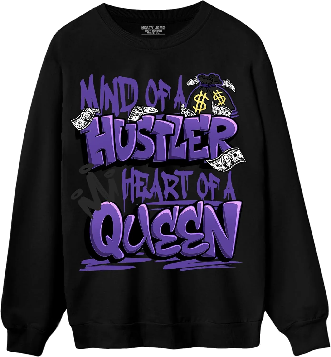 Generic Hustler Heart Queen Sweatshirt To Match 12s Field Purple - Sneaker Matching Shirt, Unisex Sweater Match Sneakers, Urban Streetwear Clothing, Sneaker Graphic Sweatshirt Design Printed